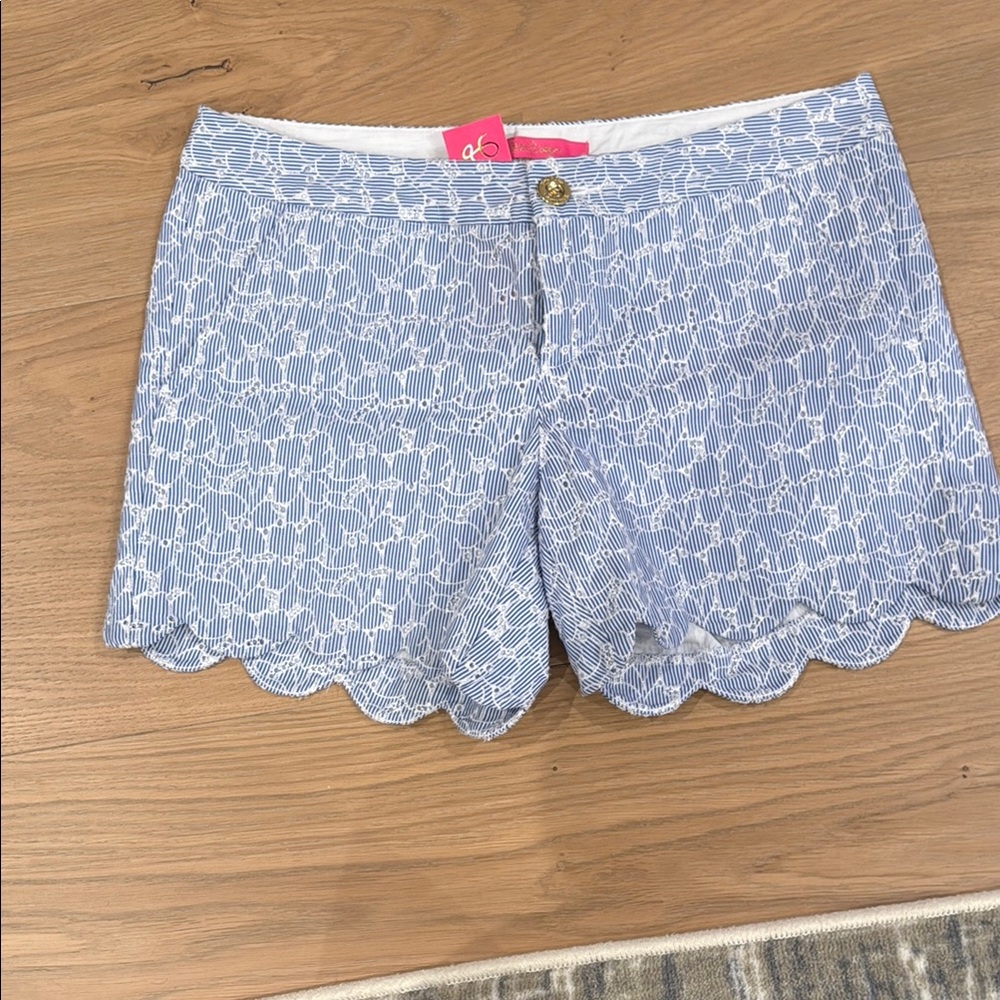 Blue Floral Eylet Women's Shorts